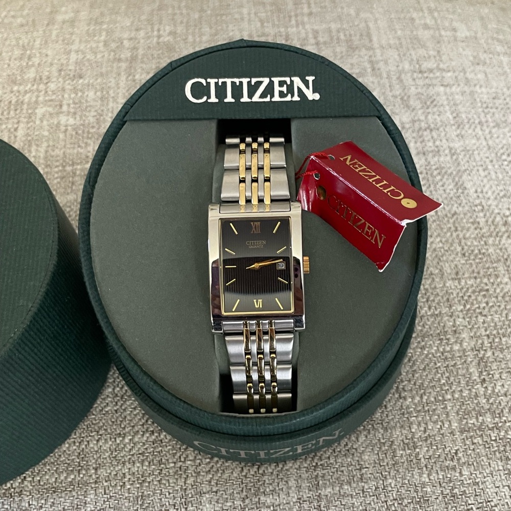 Vintage Citizen Men's Black and Two-Tone Bracelet Watch